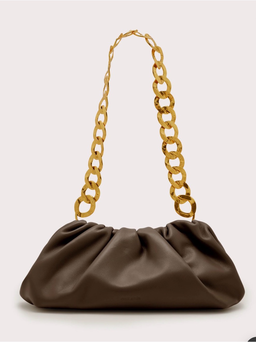 Cult Gaia Dulce Shoulder Bag Luwak Brown Leather Gold Chain -New